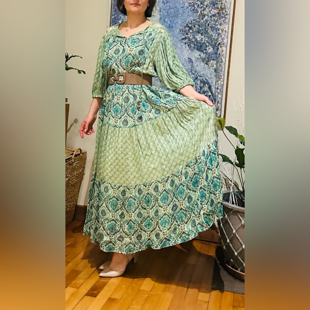 Zara Green and Blue bohemian long dress